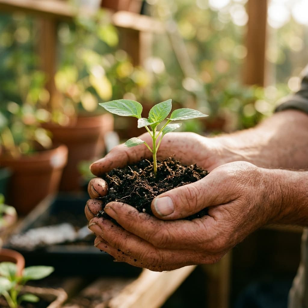 Seedling handling hands